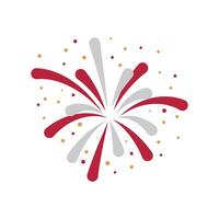 Holiday firework in flat design. Red and white canadian colours of firecracker. illustration isolated. vector