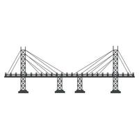 Bridge architecture in flat design. Cable stay construction technology. illustration isolated. vector