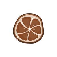 Lemon slice in flat design. Orange or grapefruit round section piece. illustration isolated. vector