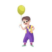 Cute boy with balloon in flat design. Smiling child holding ice cream. illustration isolated. vector