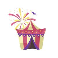 Circus tent with flag in flat design. Amusement park marquee for show. illustration isolated. vector