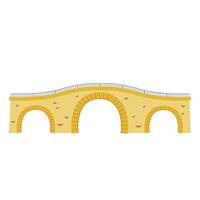 Bridge architecture in flat design. Viaduct with brick wall and arches. illustration isolated. vector