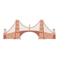 Bridge architecture in flat design. Viaduct construction with arch and towers. illustration isolated. vector