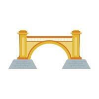 Bridge architecture in flat design. Viaduct construction with arch gate. illustration isolated. vector