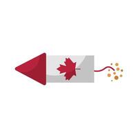 Firework with Canada maple symbol in flat design. Holiday firecracker. illustration isolated. vector