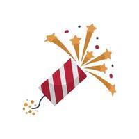 Stripped confetti popper in flat design. Holiday firecracker for Canada day. illustration isolated. vector