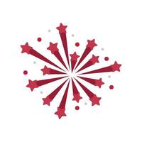 Holiday firework in flat design. Red colours of firecracker with stars. illustration isolated. vector