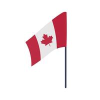 Canada flag in flat design. Red and white national symbol with maple leaf. illustration isolated. vector
