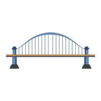 Bridge architecture in flat design. Rounded construction silhouette. illustration isolated. vector