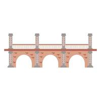 Bridge architecture in flat design. Viaduct construction with arch columns. illustration isolated. vector
