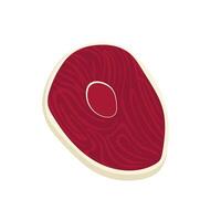 Red meat slice in flat design. Food product, uncooked fillet cutting. illustration isolated. vector