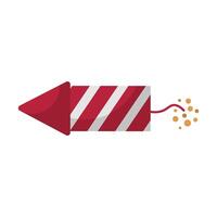 Striped firecracker in flat design. Canadian colours at holiday fireworks. illustration isolated. vector