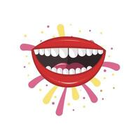 Laughing open mouth in flat design. Fools day holiday smiling symbol. illustration isolated. vector