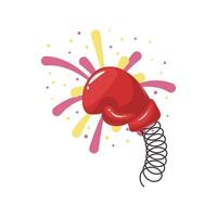 Joke boxing hit in flat design. Surprise and funny prank at Fools day. illustration isolated. vector