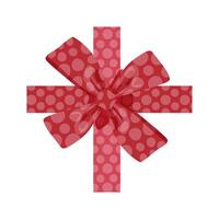 Holiday red bow in flat design. Wrapping decoration knot with dots print. illustration isolated. vector