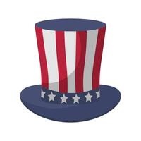 Hat with USA flag in flat design. Uncle Sam cap to Independence day. illustration isolated. vector