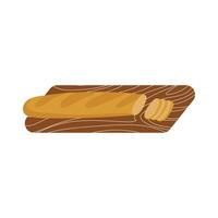 French baguette in flat design. Fresh crusty bread for morning breakfast. illustration isolated. vector