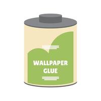 Wallpaper glue in big can in flat design. Liquid sticky material for work. illustration isolated. vector