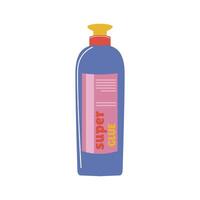 Super glue in big bottle in flat design. Sticky product in container. illustration isolated. vector