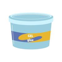 Gel glue in big can in flat design. Sticky liquid product for handcraft. illustration isolated. vector