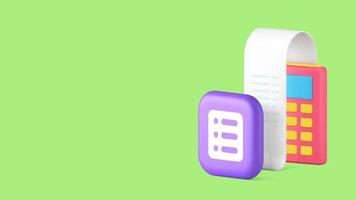 Shopping list planning payment receipt with POS terminal machine banner illustration vector