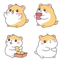 Set of Adorable Orange Little Hamster Mice Mouse Animal Mascot Cartoon Character with Various Expression vector