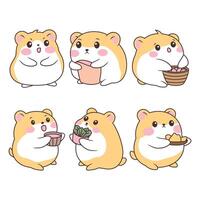 Set of Adorable Orange Hamster Mice Mouse Animal Cartoon Character with Various Expression vector