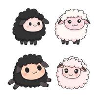 Set of Adorable Sheep Lamb Farm Animal Mascot Cartoon Character with Happy Expression vector
