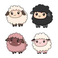Set of Funny Sheep Lamb Farm Animal Mascot Cartoon Character with Happy Expression vector