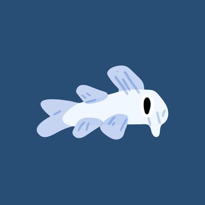 Cartoon Blue Deep Sea Fish