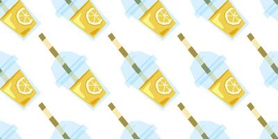 Seamless Lemonade Drink Pattern with Straw vector