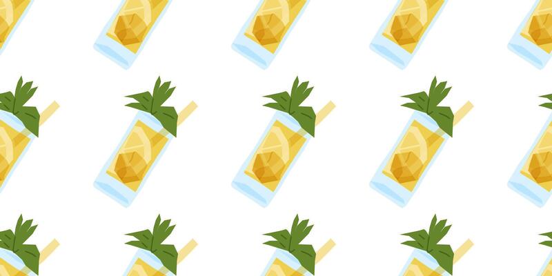 Seamless Lemonade Pattern With Ice and Mint