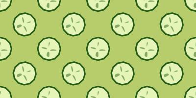 Seamless Green Cucumber Slice Pattern vector
