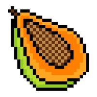 Papaya fruit with pixel art isolated on white background vector