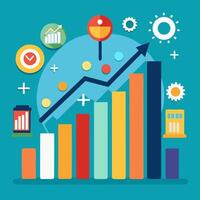 Upward Trending Business Growth Chart Colorful Bar Graph. vector