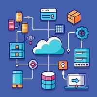 Cloud Computing Network Data Flow. vector