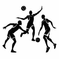 Basketball Players Silhouettes Dynamic Action Graphic. vector