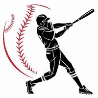 Baseball Player Silhouette Striking Action Graphic High Resolution. vector