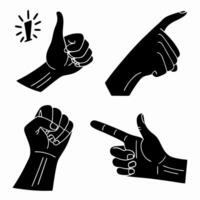 Professional Hand Gestures Thumbs Up, Pointing, Fist. vector