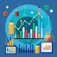 Professional Business Growth Charts Colorful Data Visualization EPS. vector