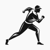 Professional Baseball Player Running Silhouette Illustration. vector