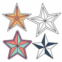 Pastel and Monochrome Star Set 4 Unique Designs for Branding and Projects. vector