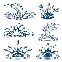 Water Splash Graphics 6 Unique Designs, Nautical Style. vector