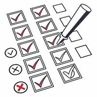 Checklist Illustration Red Checkmarks, Pen. vector