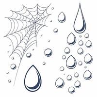 Spiderweb and Dewdrops Detailed Illustration Halloween. vector