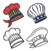 Chef Hats Illustration 4 Styles. vector
