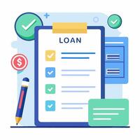Loan Application Checklist Financial Planning, Approval Process. vector