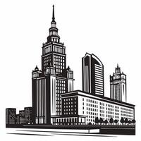 Warsaw Skyline Palace of Culture and Science. vector