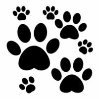 Adorable Black Paw Prints Set of 6 Sizes Pet Friendly Design. vector