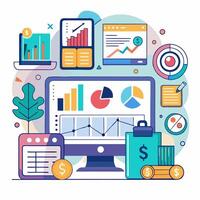 Business Analytics Colorful Charts and Graphs Illustration Financial Data Visualization. vector